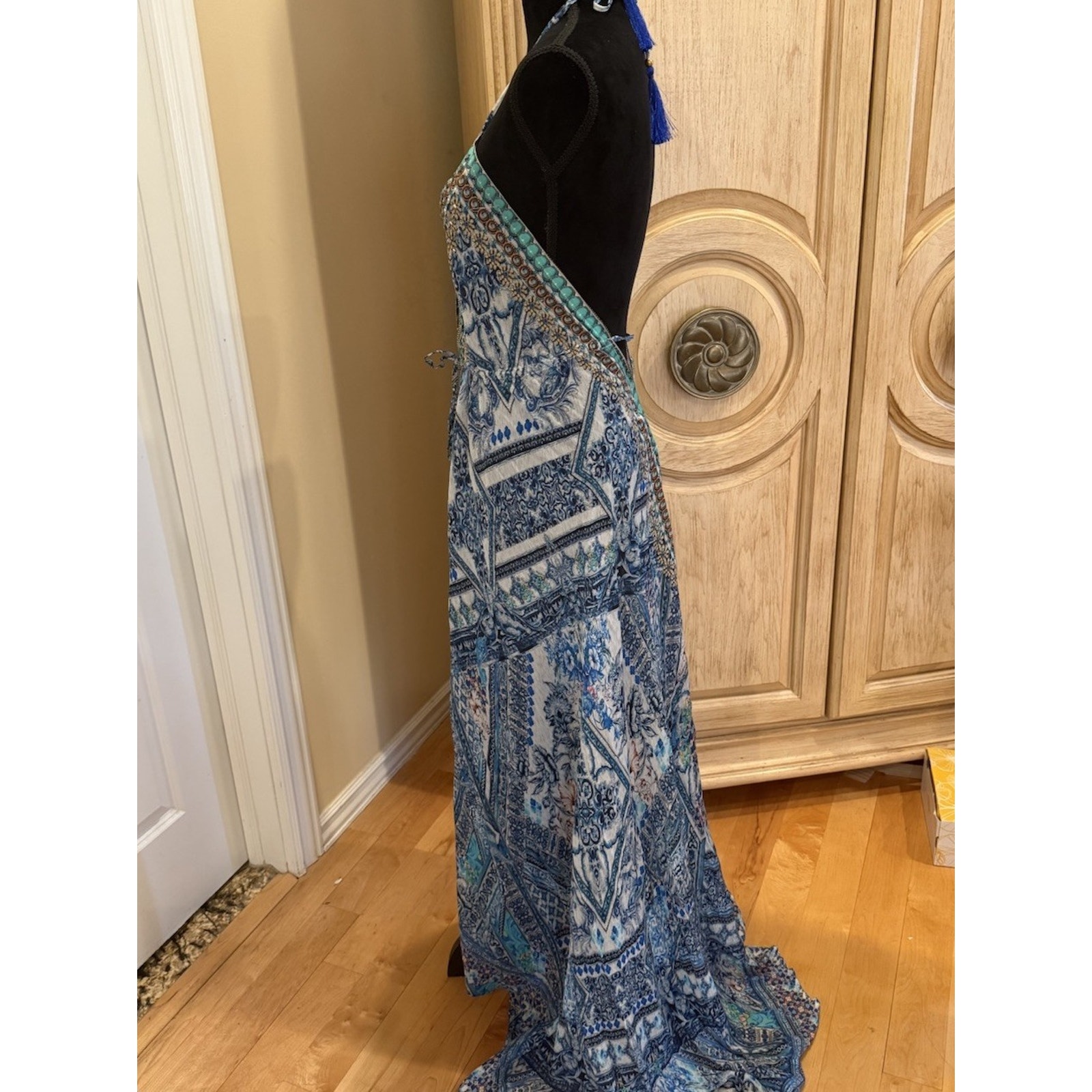 True Colours La Moda High-Low Halter Resort Maxi Dress Sz L/Xl Nwt — image 2 of 4